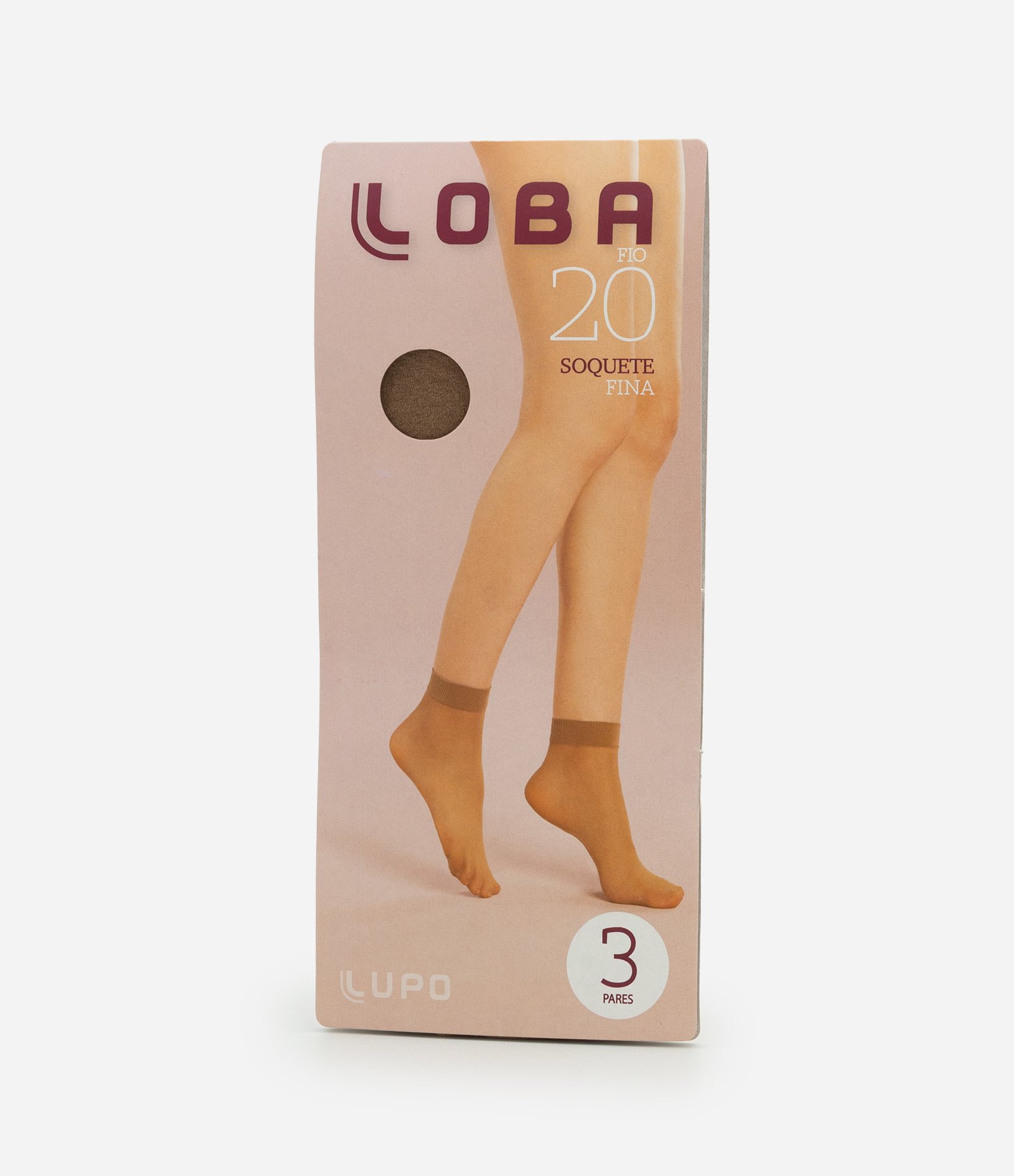 Kit 03 Meias Soquete Fio 20 em Poliamida Bege 1