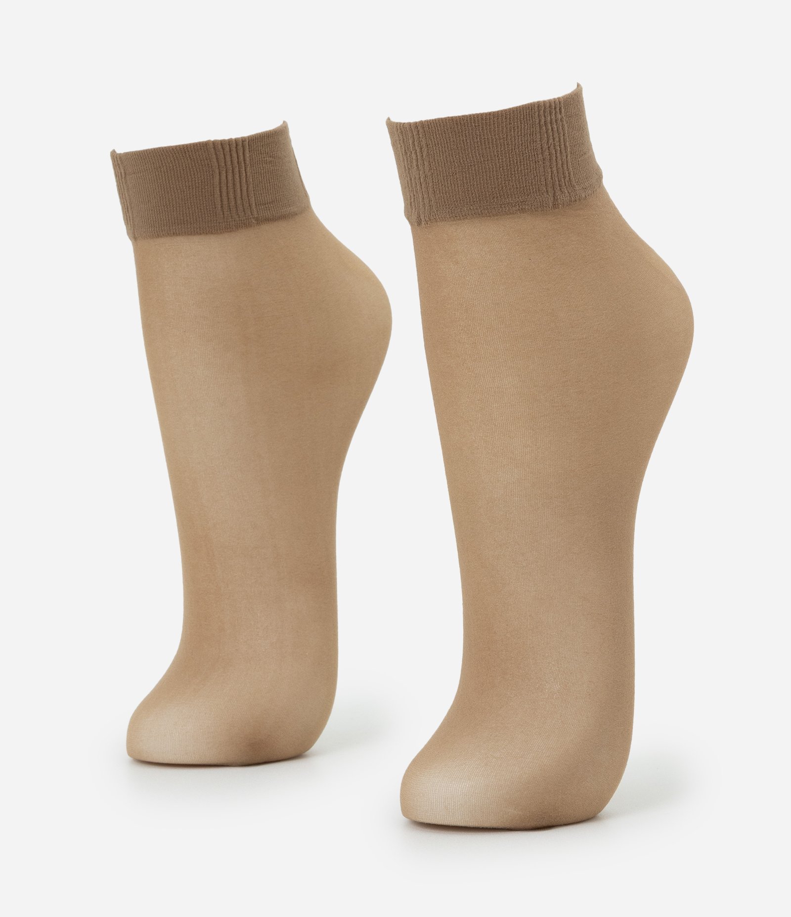 Kit 03 Meias Soquete Fio 20 em Poliamida Bege 2