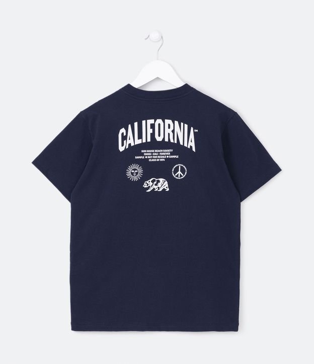 Camiseta Infantil com Estampa Ícones Califórnia - Tam 5 a 14 Anos Azul Marinho 2
