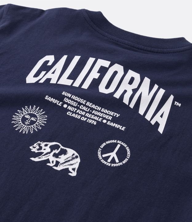 Camiseta Infantil com Estampa Ícones Califórnia - Tam 5 a 14 Anos Azul Marinho 4