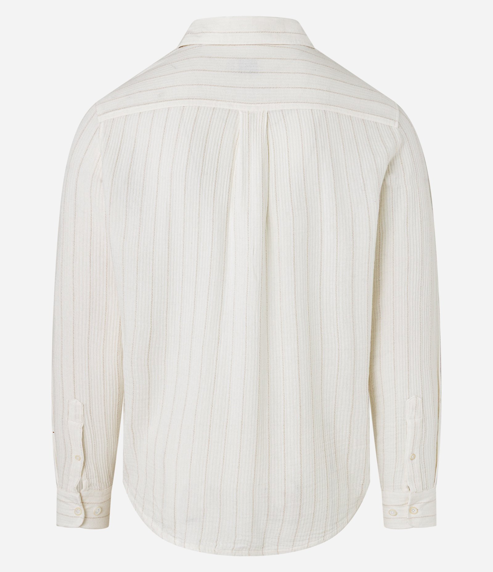 Camisa Regular em Tricoline com Textura de Listras Off White 7