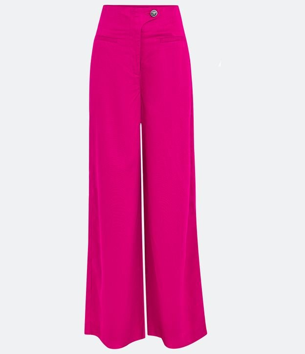 Calça Pantalona em Viscose com Cós Diferenciado Fuchsia Red 3