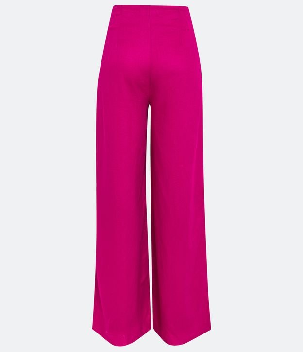 Calça Pantalona em Viscose com Cós Diferenciado Fuchsia Red 4