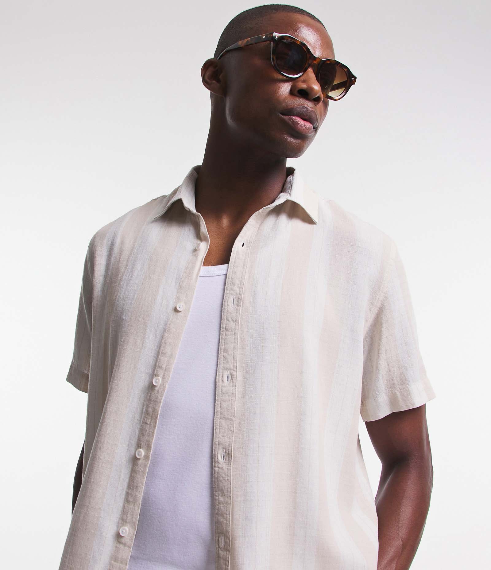 Camisa Comfort em Linho com Estampa de Listras 5