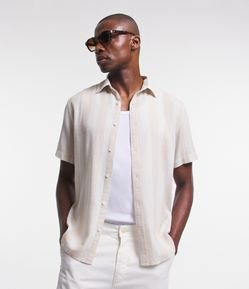 Camisa Comfort em Linho com Estampa de Listras