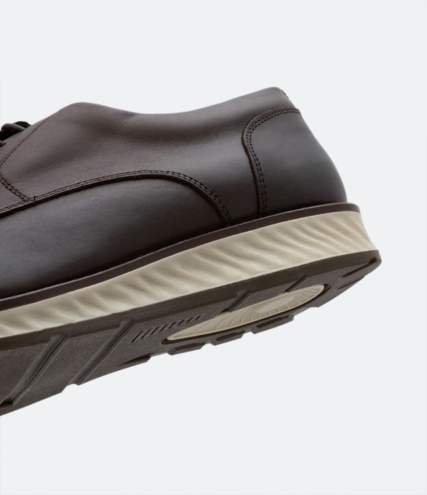 Zapato Casual en Cuero con Cordón y Suela Sport Marrón 6