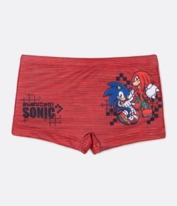 Sunga Boxer Infantil Mesclada com Estampa do Sonic - Tam 5 ao 14 anos