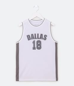 Camiseta Esportiva Infantil de Basquete Tecnologia Dry com Estampa Dallas - Tam 5 a 14 Anos