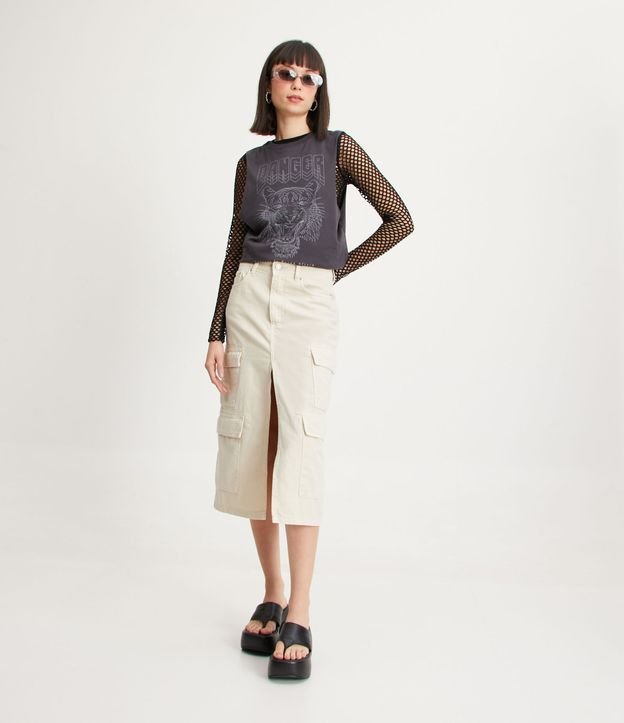 Remera Musculosa en Media Malla con Estampa Danger Panther Gris 2