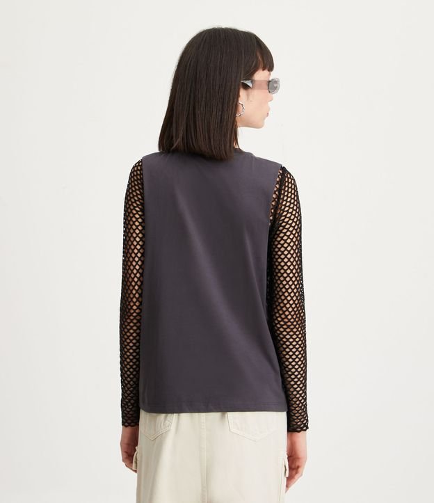 Remera Musculosa en Media Malla con Estampa Danger Panther Gris 3