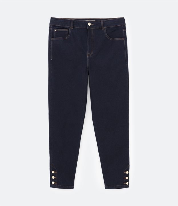 Calça Skinny Jeans com Botões na Barra Curve & Plus Size Azul Marinho 8