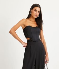 Blusa Cropped Corset com Decote Tomara que Caia