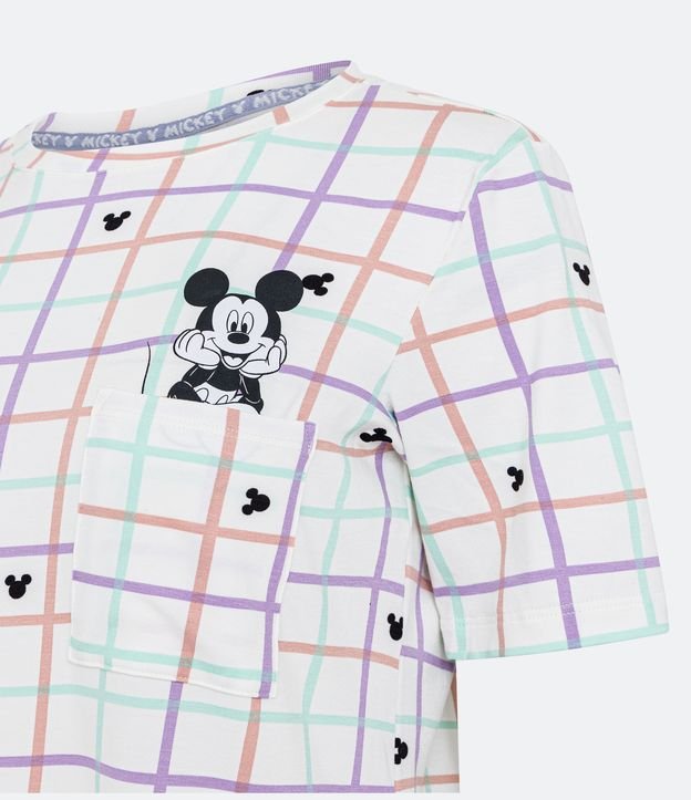 Camisón Corta en Viscolycra con Estampada de Cuadros de Mickey Multicolores 5
