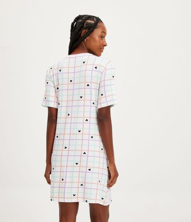 Camisón Corta en Viscolycra con Estampada de Cuadros de Mickey Multicolores 2