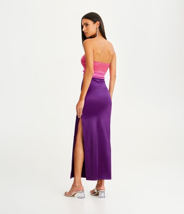 Vestido Longo Acetinado com Decote Tomara que Caia Roxo 3