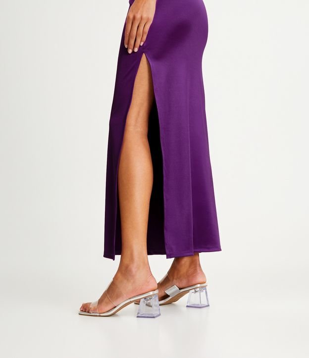 Vestido Longo Acetinado com Decote Tomara que Caia Roxo 5