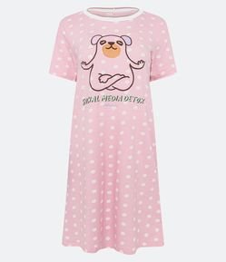 Camisola Curta em Viscolycra  com Estampa Poá e Cachorrinho