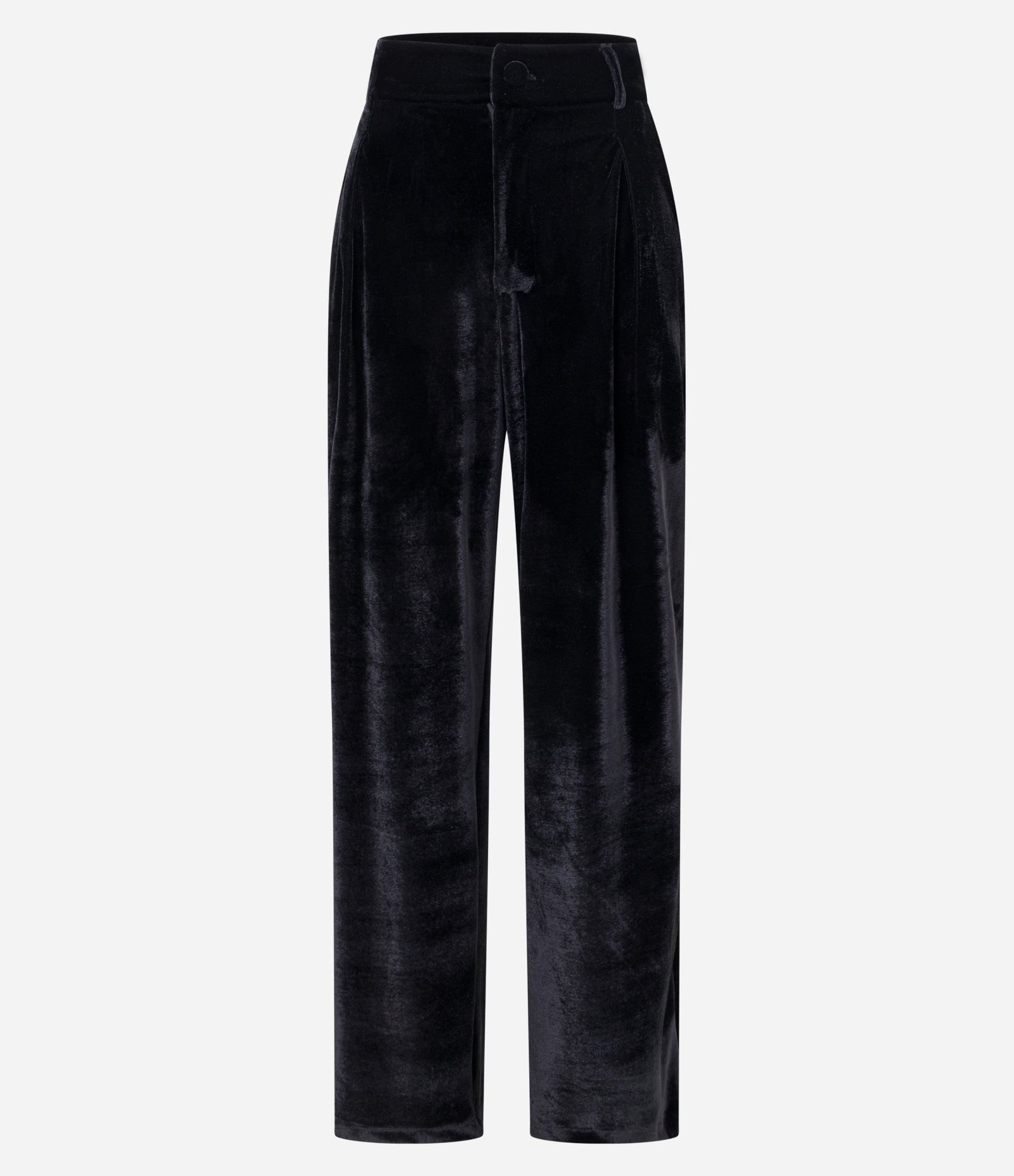 Calça Pantalona em Veludo com Pregas Preto 5