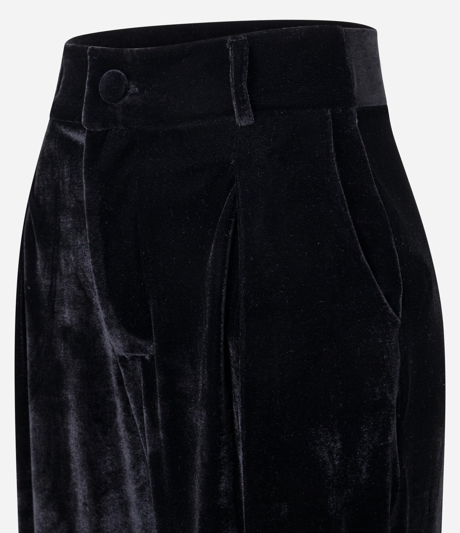 Calça Pantalona em Veludo com Pregas Preto 6