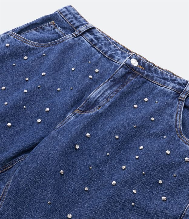 Calça Reta Jeans com Tachas Aplicadas Curve & Plus Size Azul 9