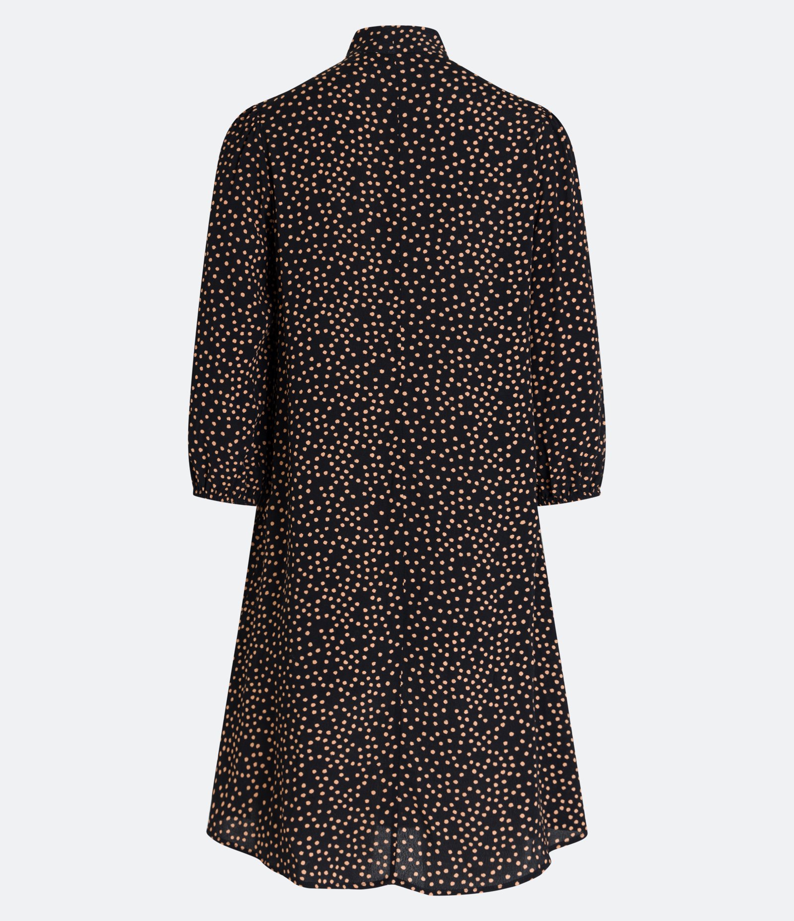 Vestido Curto em Viscose com Estampa Poá e Gola Laço Preto 2