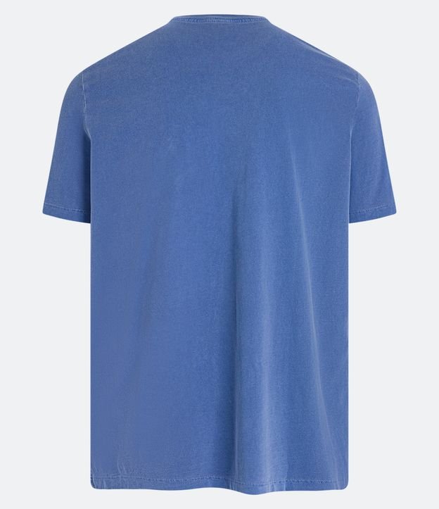 Camiseta Regular em Meia Malha com Lettering Buena Vibe Azul 6