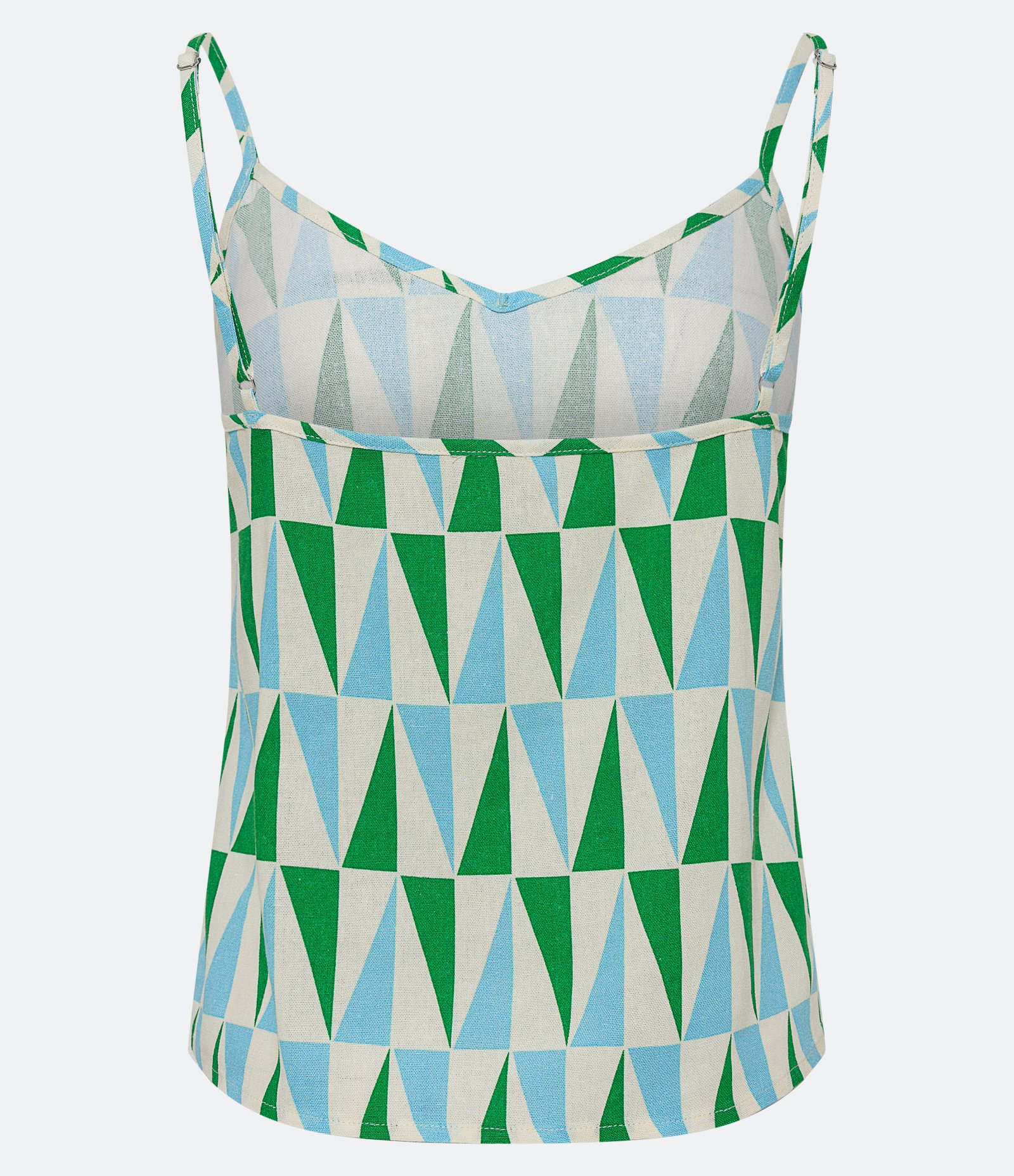 Blusa de Alça em Viscolinho com Estampa Geométrica Verde/Azul 6