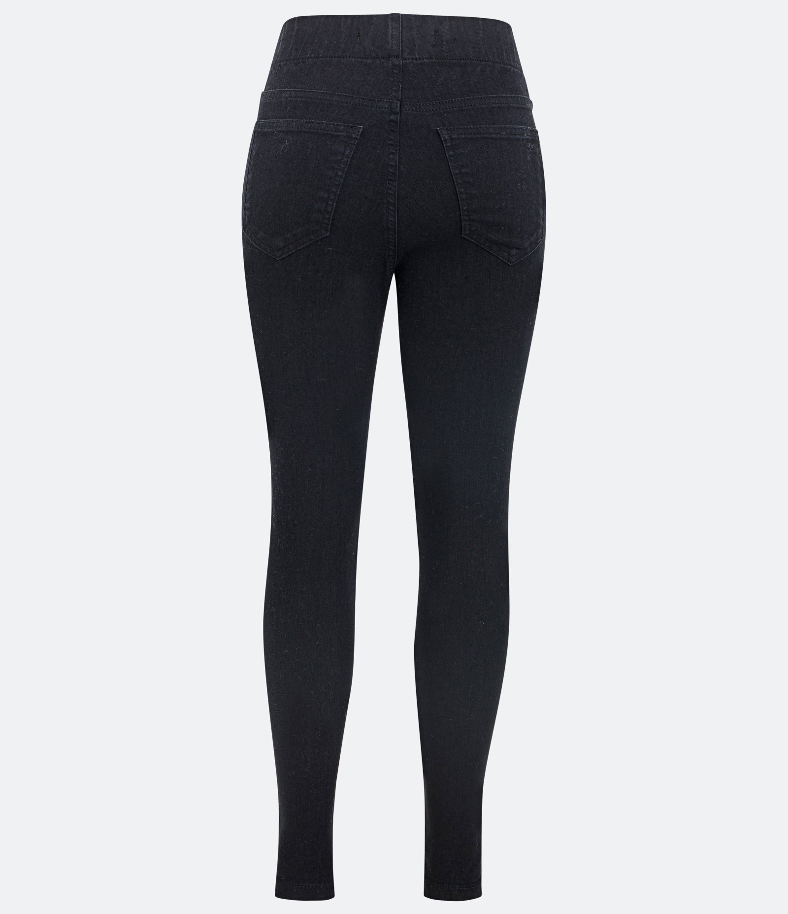 Calça Skinny Cintura Alta em Jeans com Bolsos Preto 6