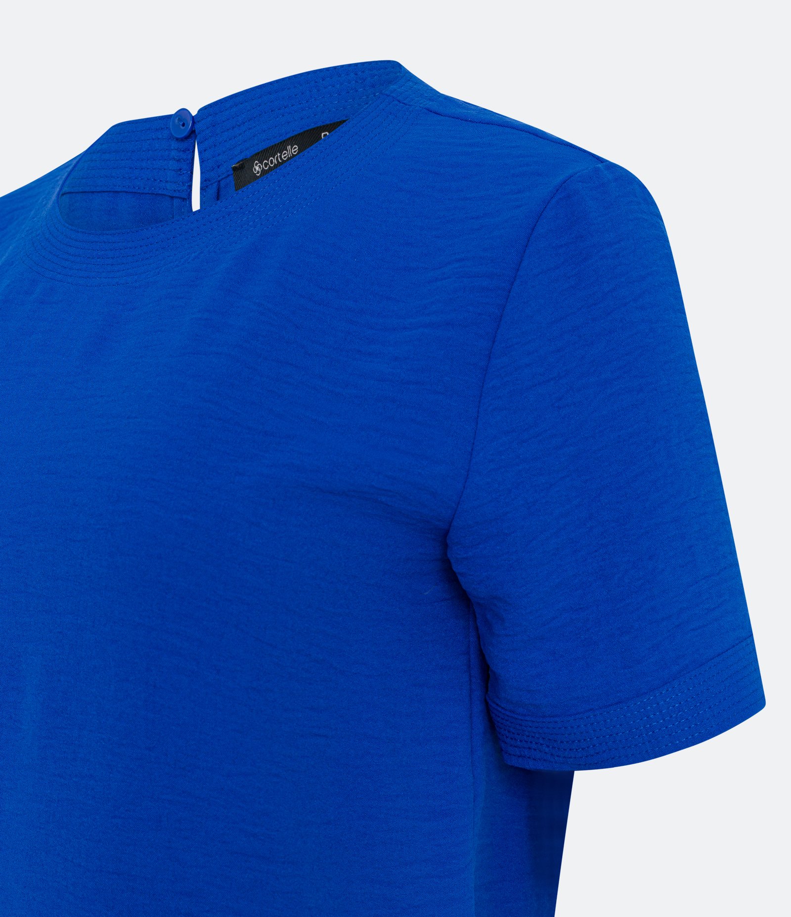 Blusa com Abertura nas Costas e Detalhes Pespontados Azul 6