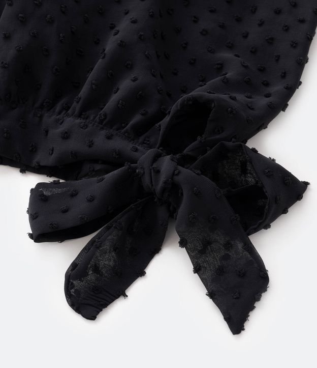 Blusa en Crepé con Textura y Lazo en las Mangas Curve & Plus Size Negro 7