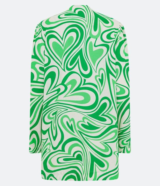 Kimono Alongado em Linho com Estampa de Corações Psicodélicos Verde 6