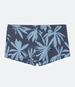 Sunga Boxer com Cordão e Estampa de Folhagem