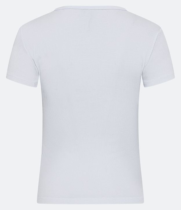 Blusa Básica en Ribana Acanalada con Mangas Cortas Blanco 7