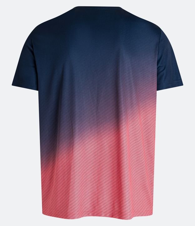 Camiseta Esportiva com Estampa Degradê e Etiqueta na Barra Azul/ Rosa 6