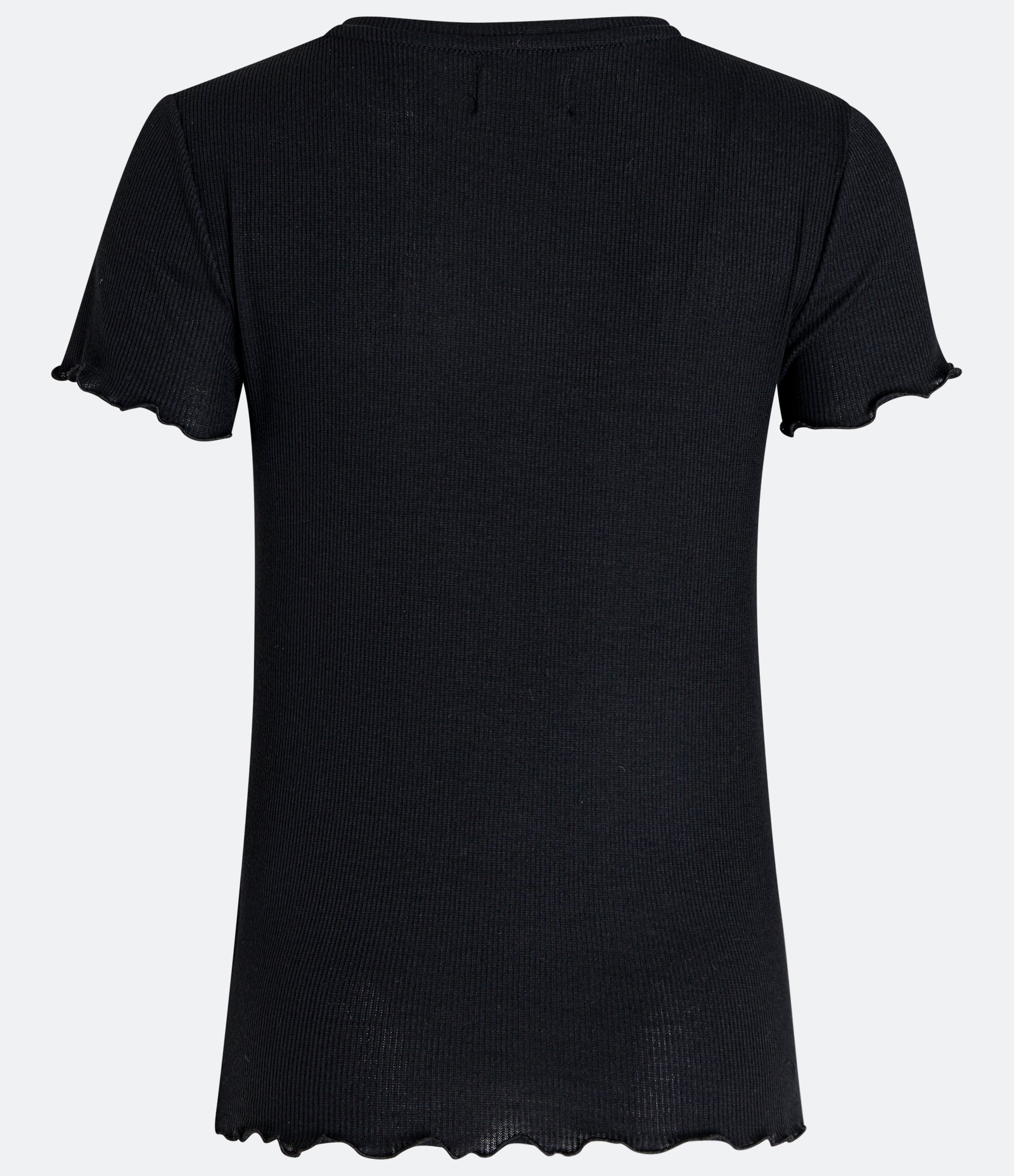 Blusa de Pijama em Ribana com Bordado de Flor Preto 2