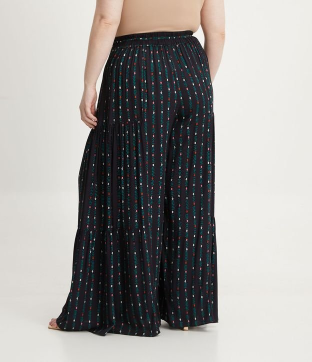 Calça Pantalona em Viscose com Estampa Poá Curve & Plus Size Preto