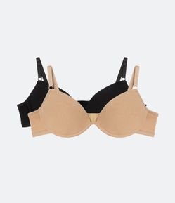 Kit 02 Sutiãs Push Up em Algodão com Bojo com Aro Delcotton