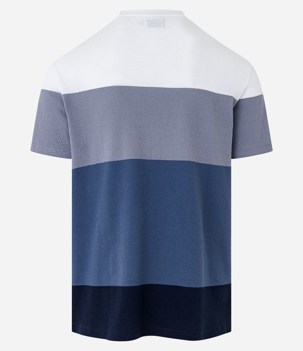 Camiseta Regular em Algodão Texturizado com Listras Azul 8