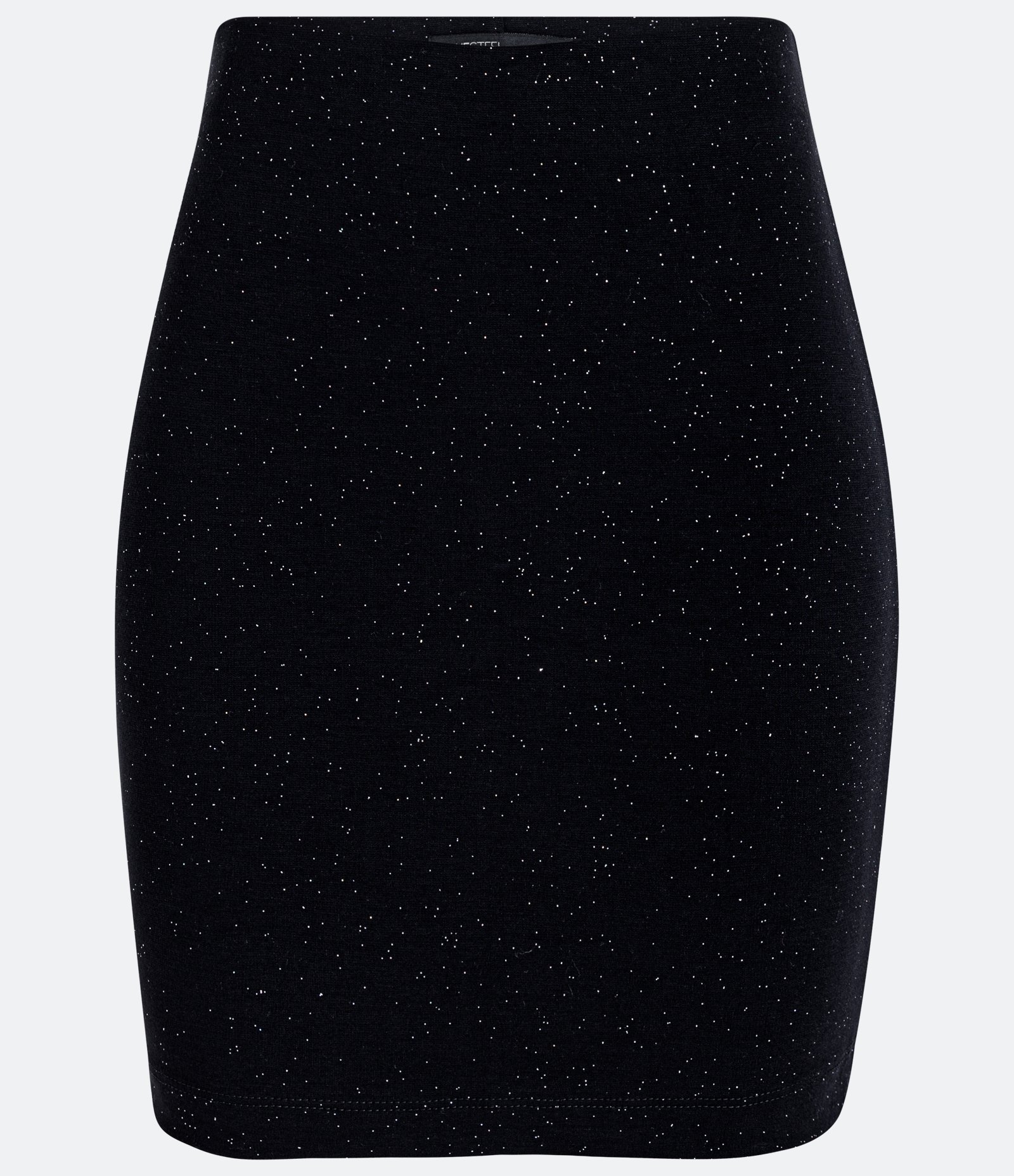 Saia Curta Reta em Ponto Roma com Brilhinhos Preto 1