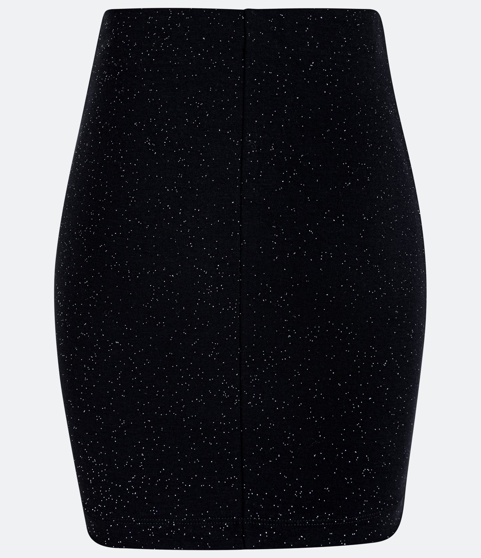 Saia Curta Reta em Ponto Roma com Brilhinhos Preto 2