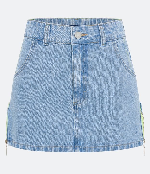 Mini Saia em Jeans com Zíper Lateral Azul 5