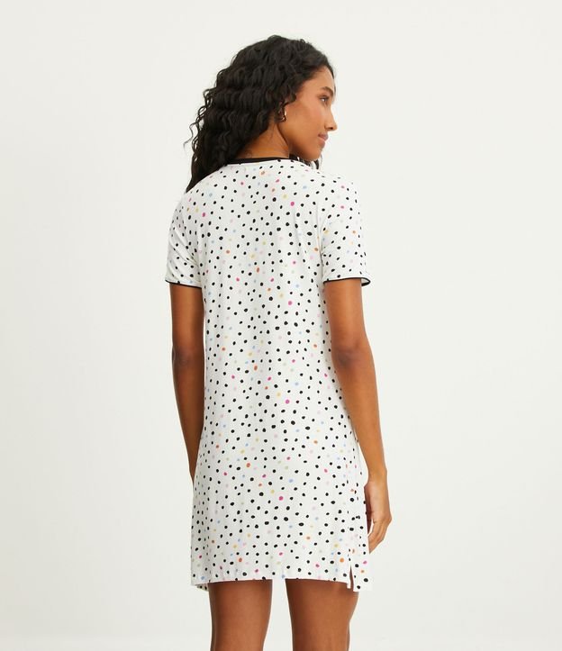 Camisón Corto en Viscolycra con Estampa de Lunares de Colores Blanco 2