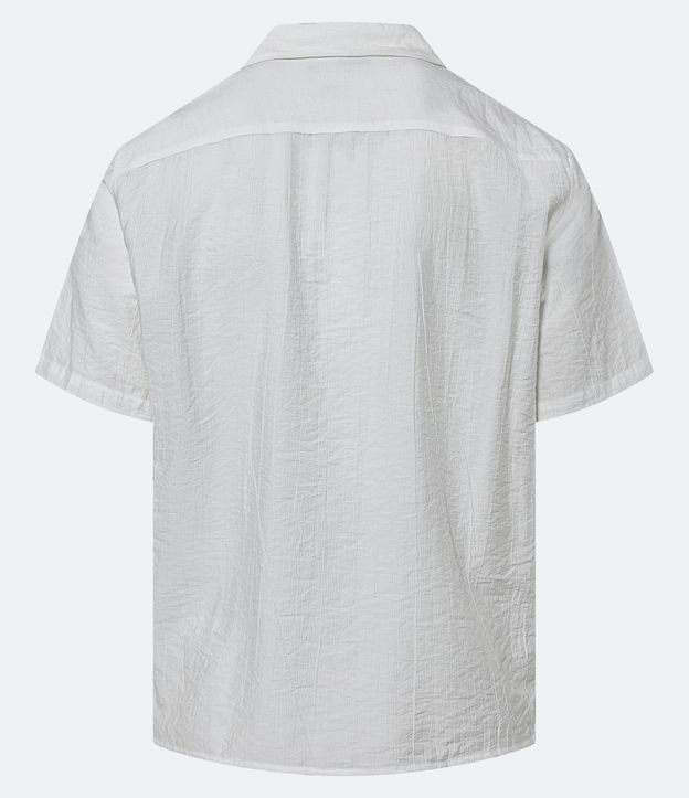 Camisa Slim em Viscose com Textura Diferenciada e Gola Colarinho Off White 9