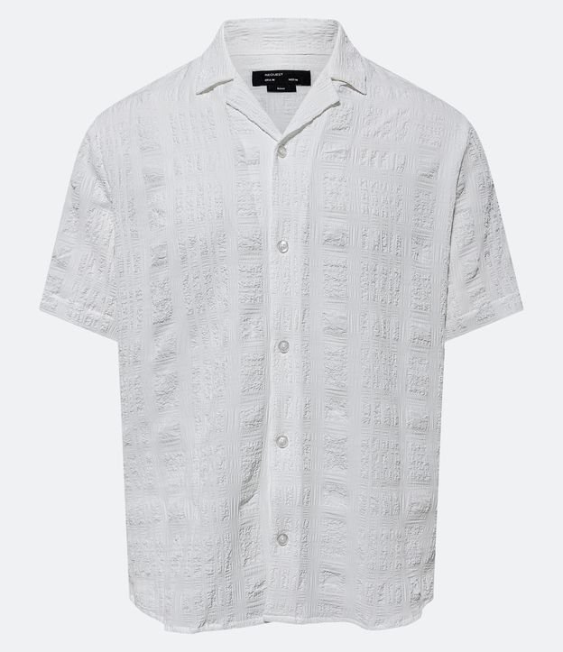 Camisa Boxy com Textura Diferenciada e Gola Colarinho Off White 7