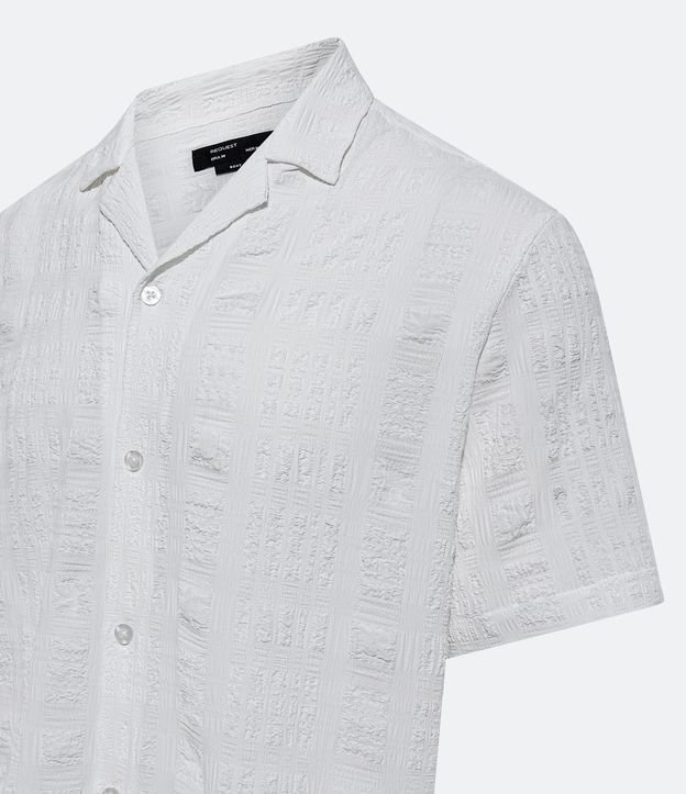 Camisa Boxy com Textura Diferenciada e Gola Colarinho Off White 8