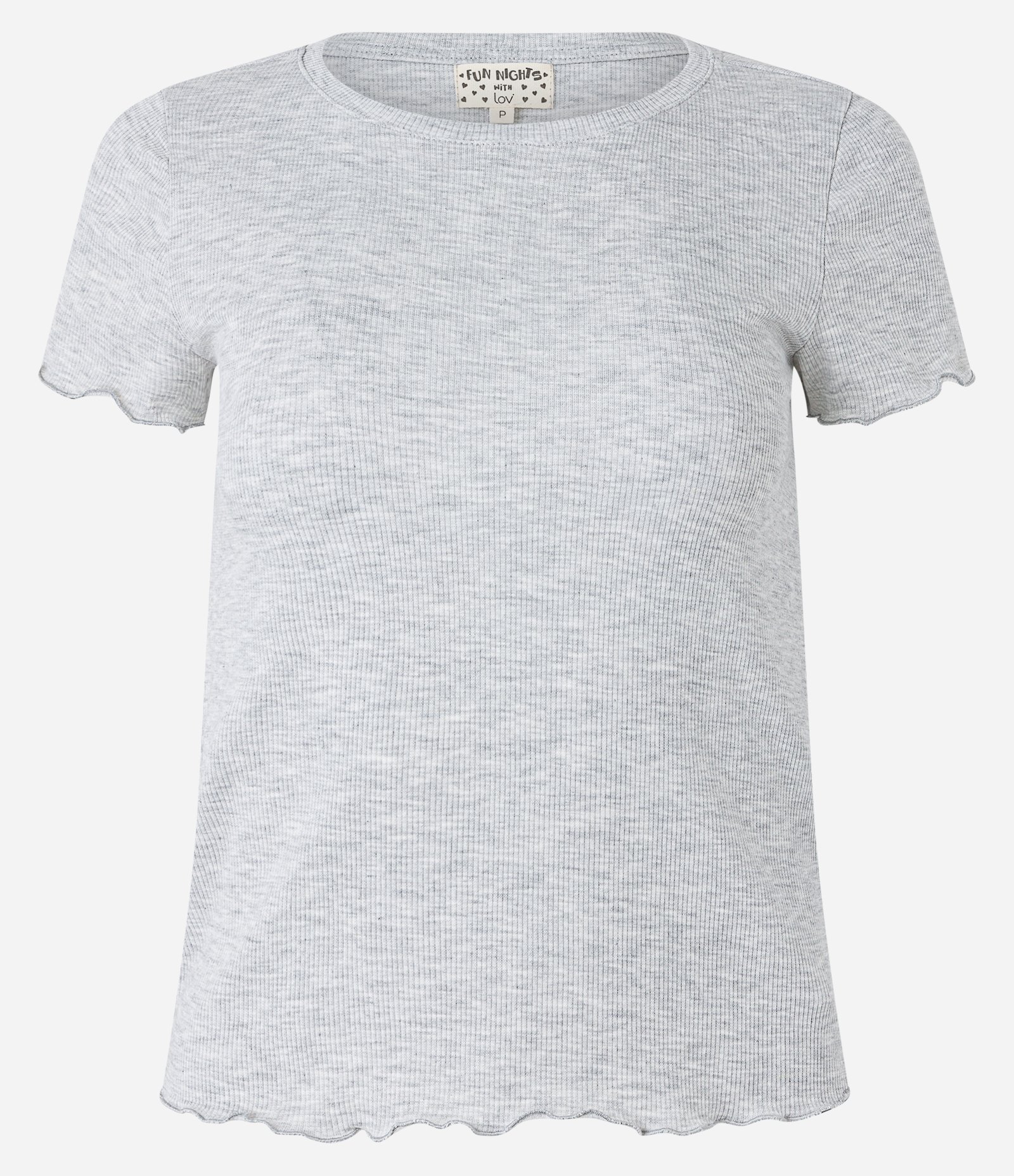 Blusa de Pijama em Ribana com Babado na Manga Cinza Claro 5