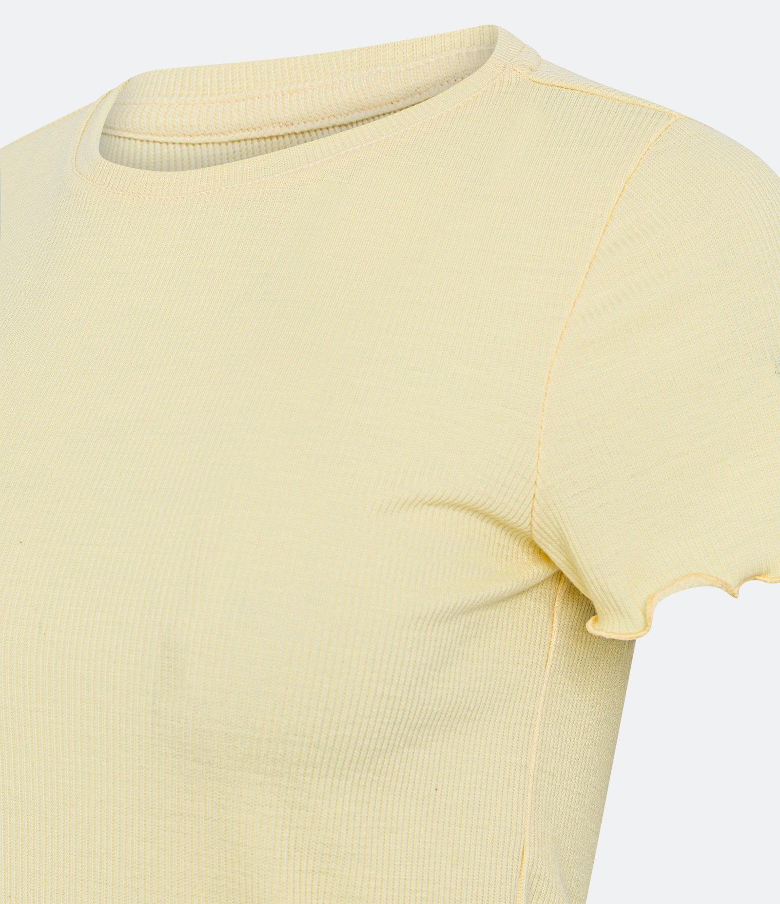 Blusa de Pijama em Ribana com Babadinhos Amarelo Claro 2