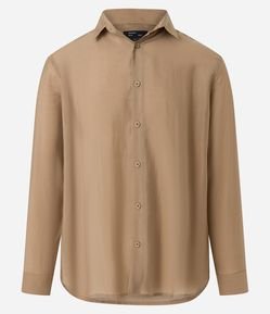 Camisa Slim em Liocel com Gola Colarinho e Textura