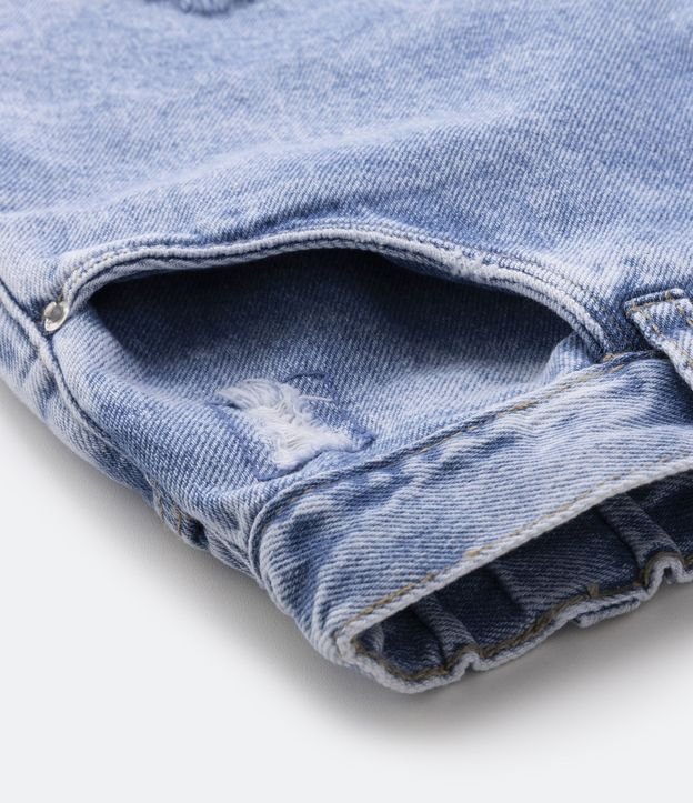 Short Cintura Alta Infantil em Jeans Marmorizado com Rasgos - Tam 5 a 14 Anos Azul 3