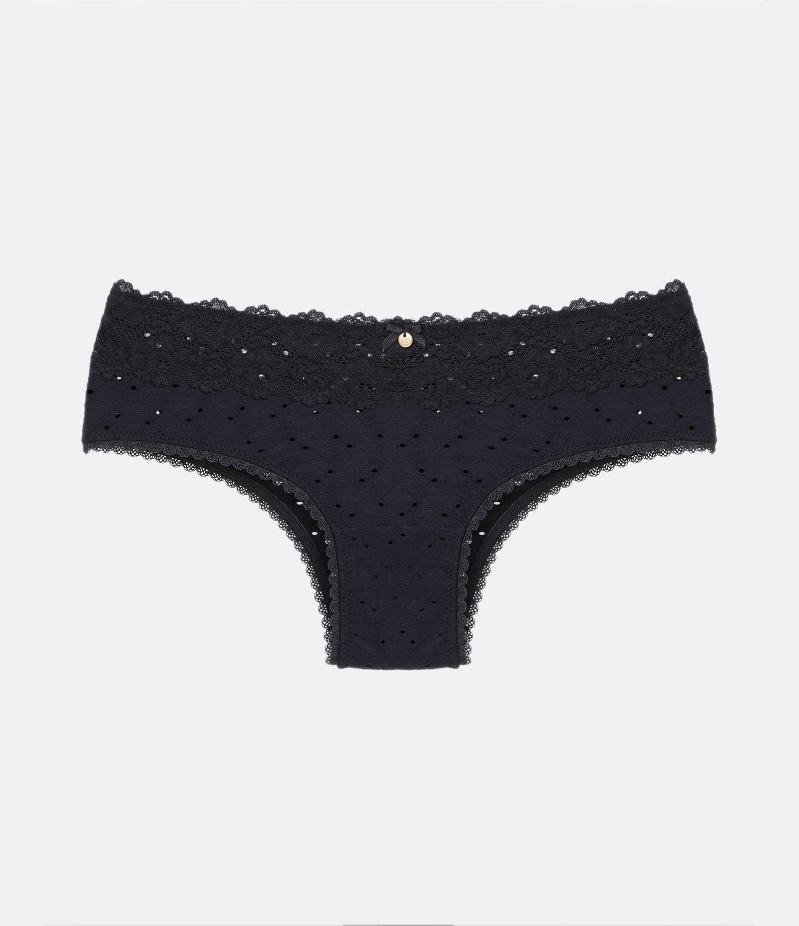 Calcinha Boyshort em Microfibra Bordada com Renda Floral Preto 4